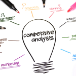 Gráfico que muestra el análisis de competidores en diferentes áreas de negocio.